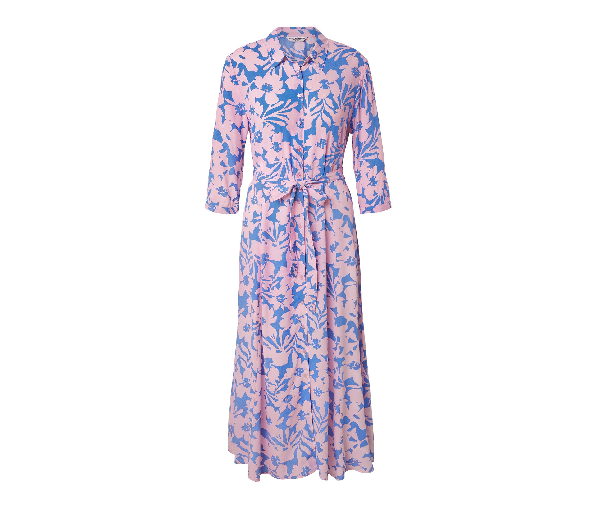 Bedrucktes Hemdblusenkleid - Damen - Gr. 36 - hellblau/geblümt - hellblau