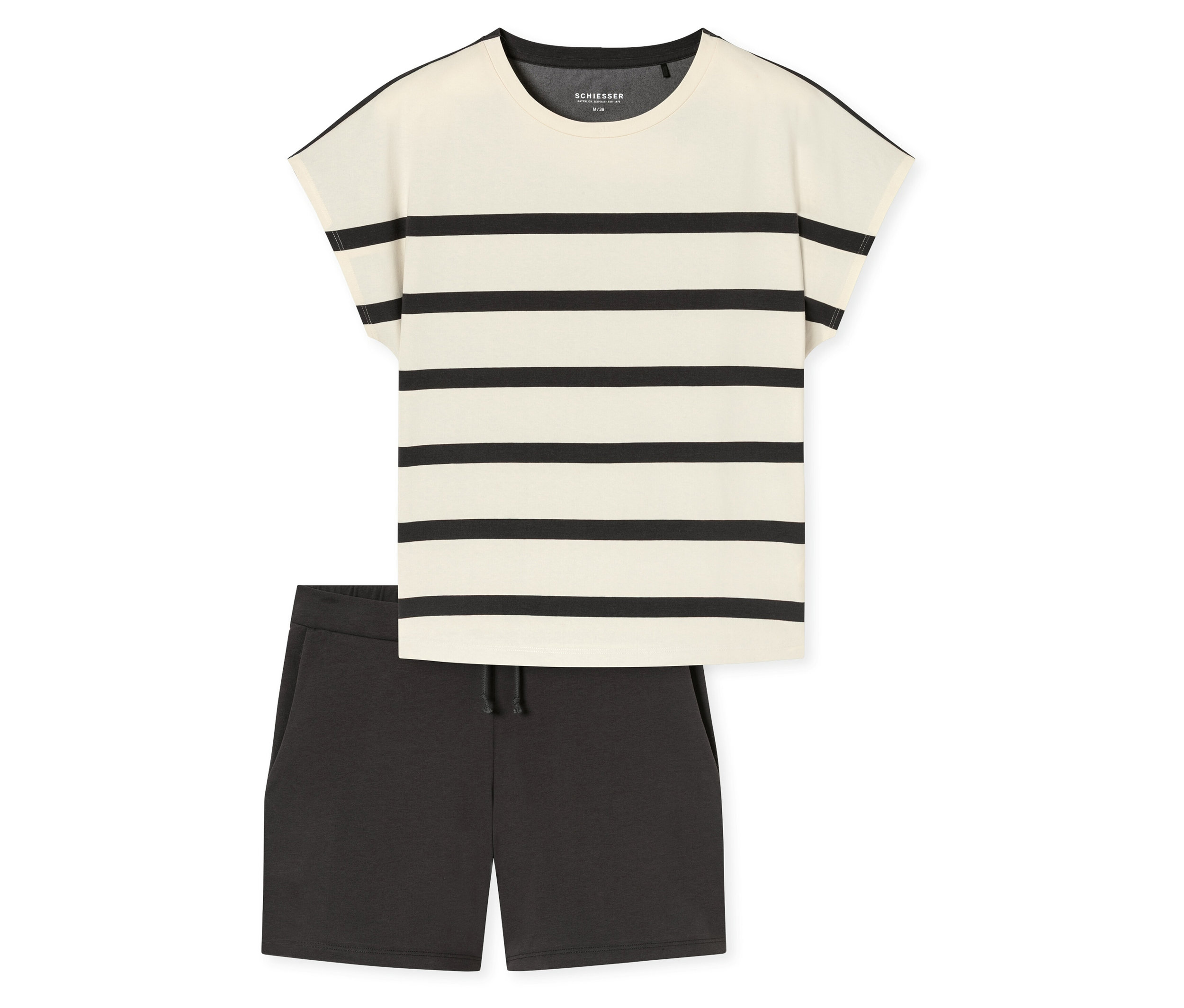 Shorty-Set - Damen - Gr. 40 - anthrazit/gestreift - anthrazit