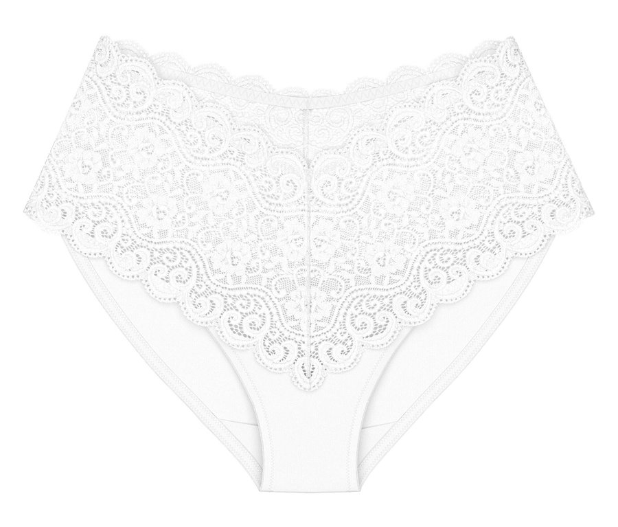 Weißer Triumph Amourette Maxi Slip mit breiter, floraler Spitze.