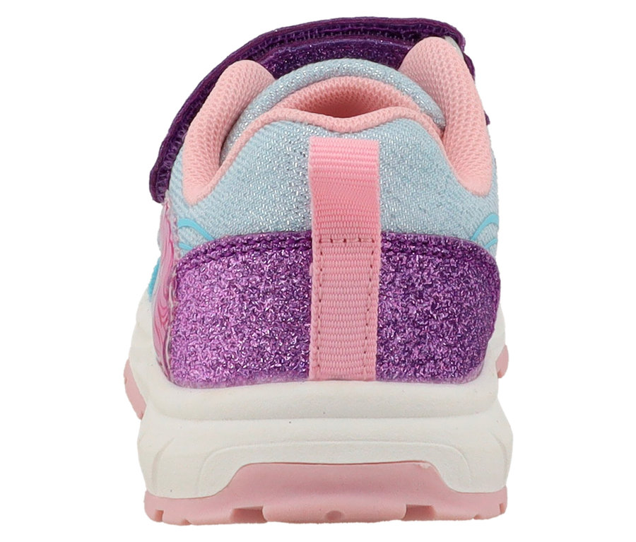 Rückansicht eines LURCHI Sneaker »Anni« mit lila Glitzerakzenten.