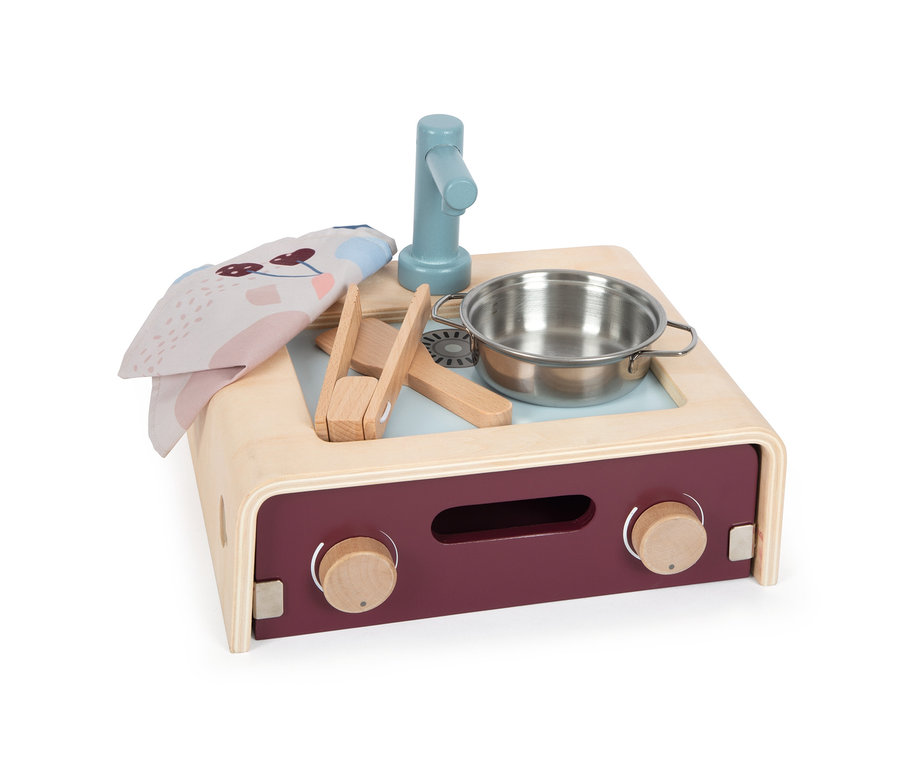 small foot Kinderküche Camping »tasty« mit Topf, Zange, Stofftuch und Wasserhahn.