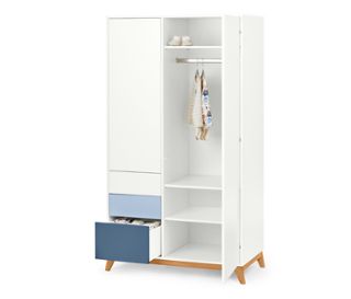 Schubladen 1x weiß, 1x blau, 1x dunkelblau