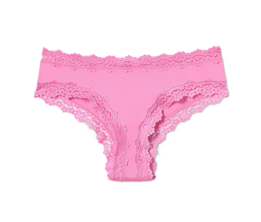 Ein einzelner, pinkfarbener Hipster mit Spitze. Gehört zu einem 2er Set.