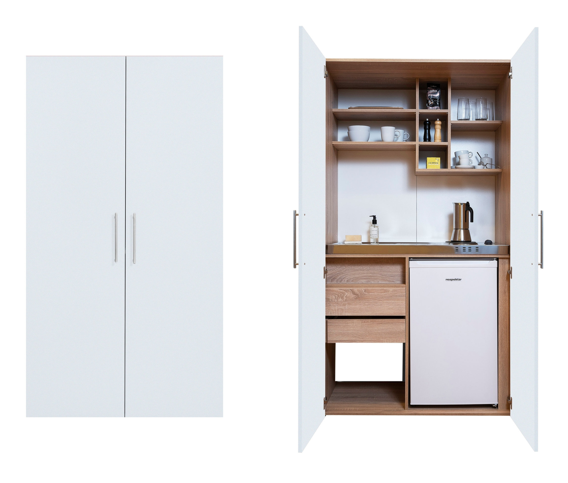 Respekta® Economy Schrankküche Mit Kochmulde - 104x67x193cm - Braun - Metall
