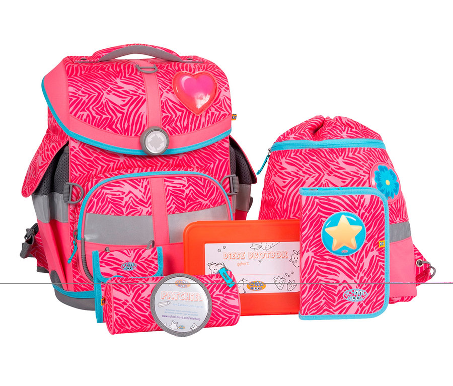 SCHOOL-MOOD®-Schulranzen-Set Timeless Air, 8-teilig, »Camilla« mit Mäppchen, Turnbeutel und Brotdose.