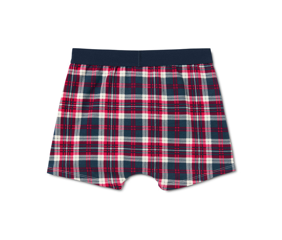 Eine karierte Herren-Slipboxer aus Bio-Baumwolle.