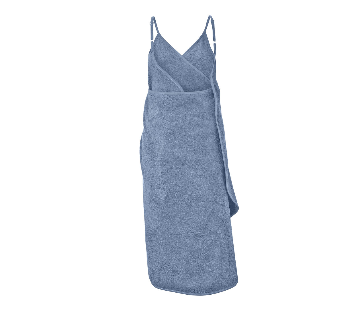 Blaues Handtuch-Kleid mit Spaghettiträgern.
