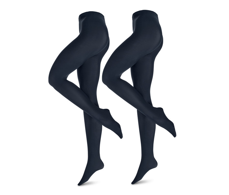 Zwei Paar blickdichte Strumpfhosen, dunkelblau.