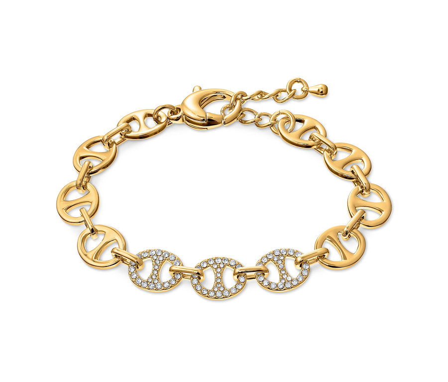 Goldenes Armband Schiffsanker mit Glaskristallen.