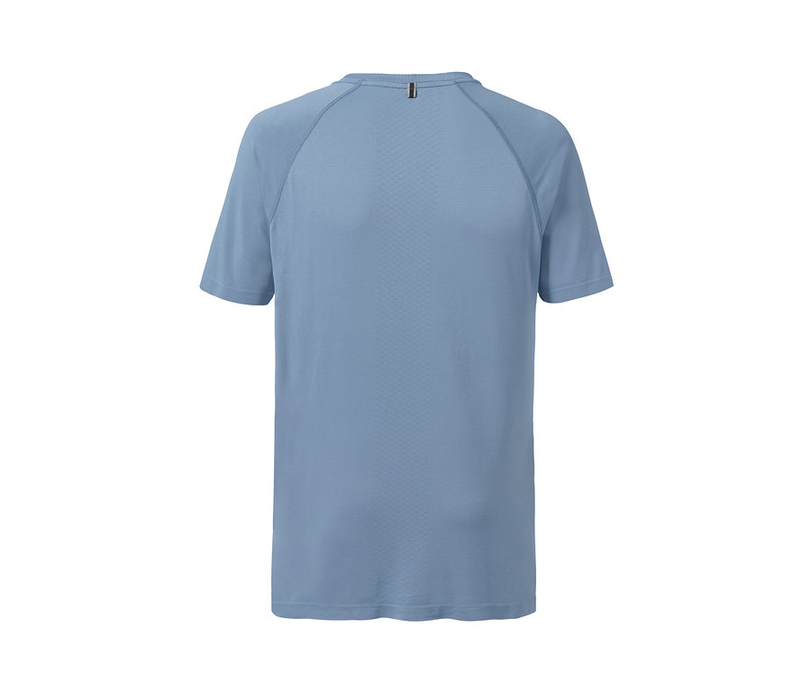 Blaues Klima-Tec-Funktionsshirt von hinten.