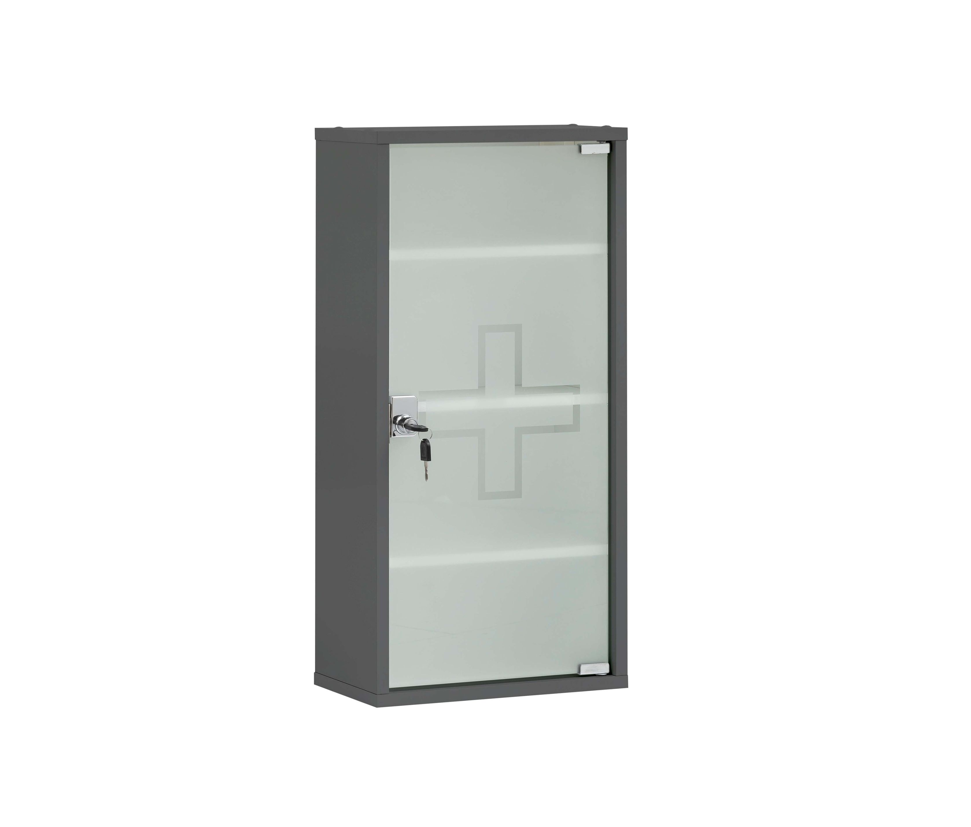 Tchibo - Medikamentenschrank - 34,5x19,5x71,5cm - anthrazit - Holz / Glas / Metall