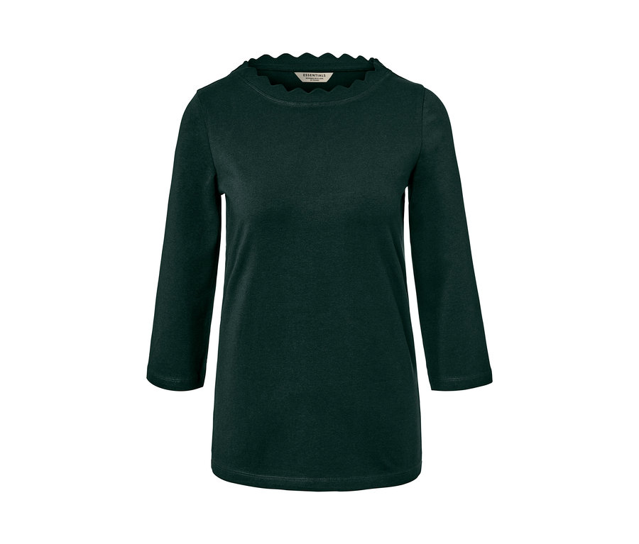 Dunkelgrünes Shirt mit 3/4-Arm.