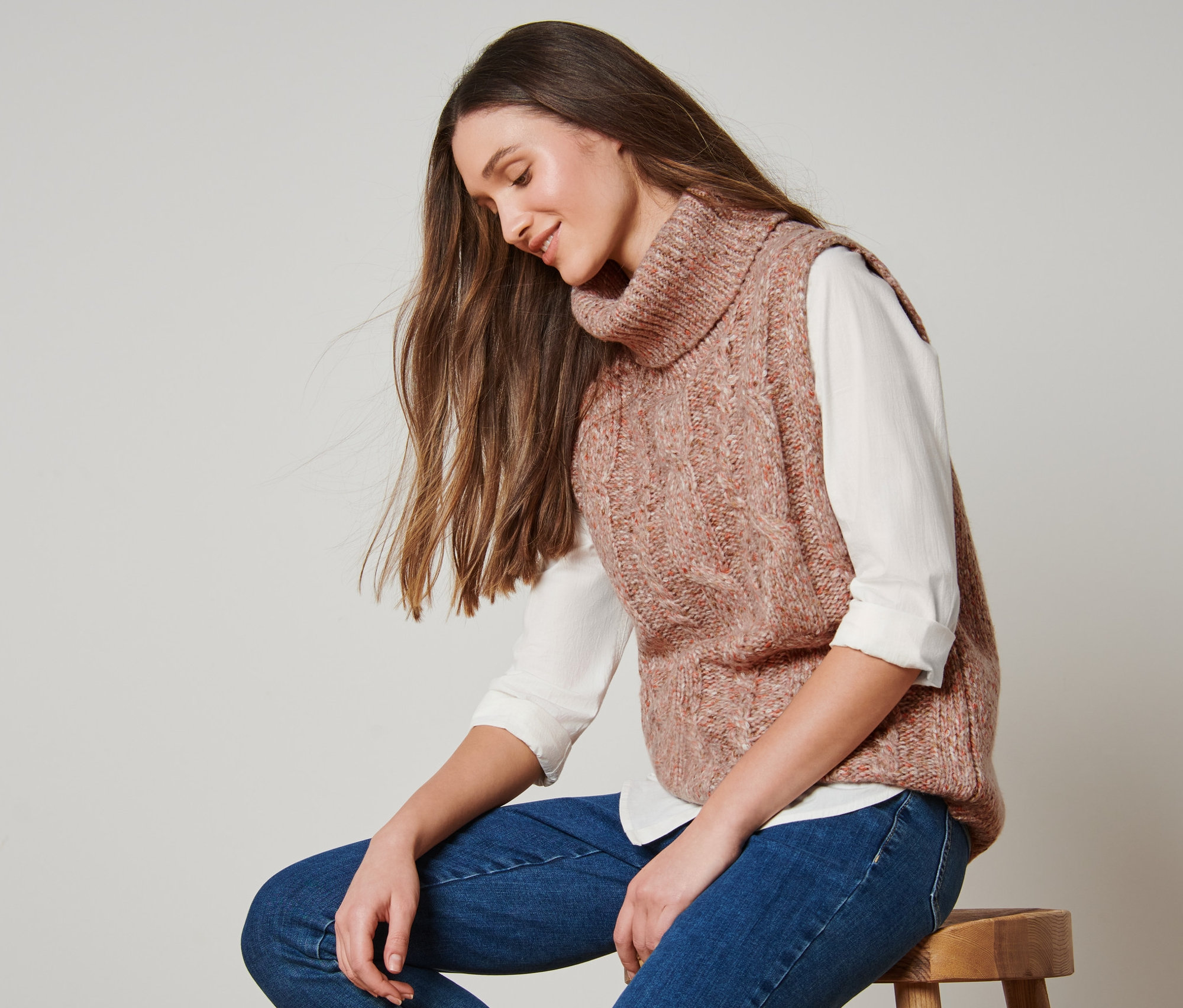 Thumbnail - Tchibo - Strickpullunder mit Zopfmuster - Damen - Gr. XL - braun