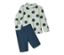 Oberteil mintgrün mit Blaubeeren-Alloverprint, Hose mittelblau
