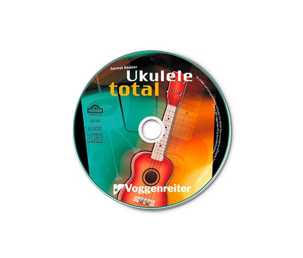 CD mit einer Ukulele und dem Schriftzug Ukulele total von Voggenreiter.