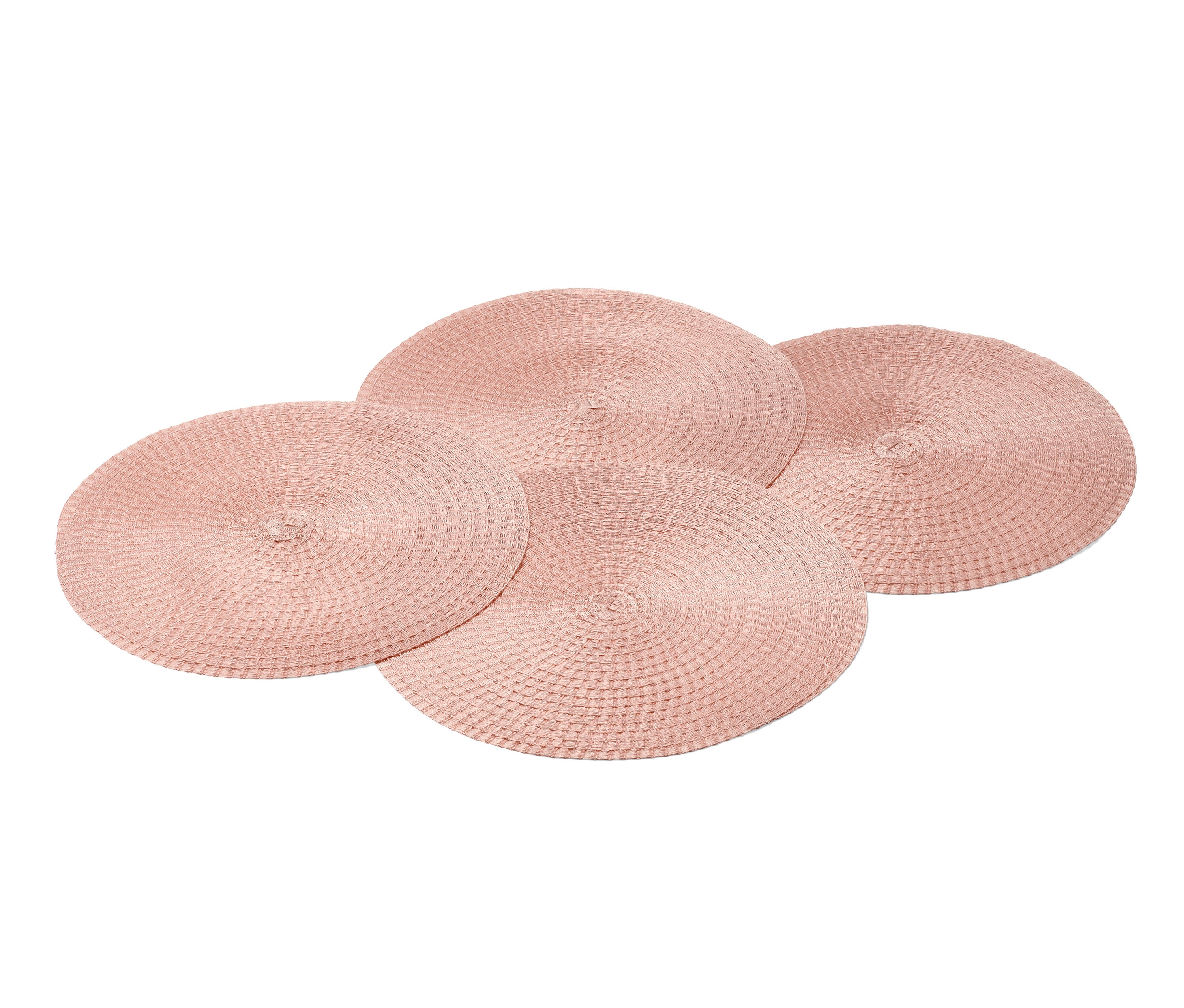 rose günstig Kaufen-Tchibo - 4 Platzsets - rosé. Tchibo - 4 Platzsets - rosé <![CDATA[4 Platzsets Farbe: Rosé mit transparentem, eingewebtem Garn Material: 100% Polyester Maße: Ø je ca. 35 cm Schützen die Tischoberfläche Feucht abwischbarDurchmesser je ca. 35 cm]]>