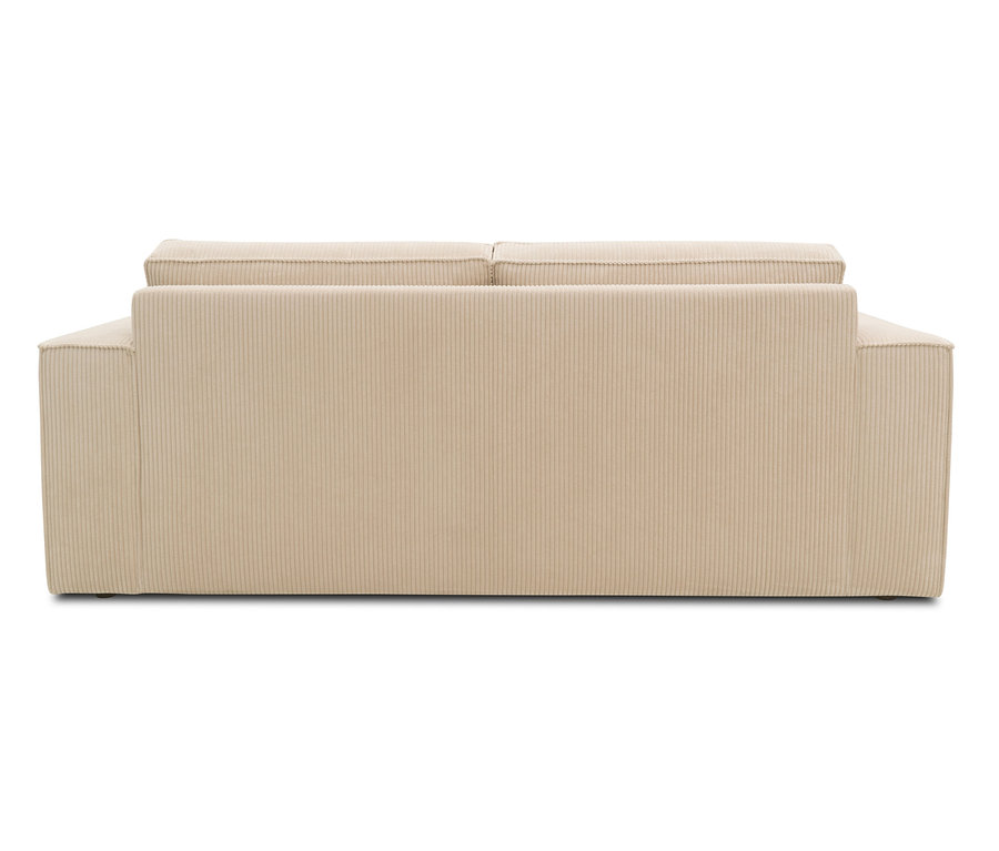 Rückansicht des cremefarbenen DOMO collection 2-Sitzer-Sofas »Vigo« auf weißem Hintergrund.
