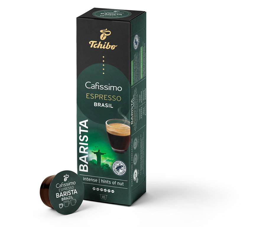 Eine Packung Cafissimo Favourite Collection und Cafissimo BARISTA Espresso Brasil - 10 Kapseln.