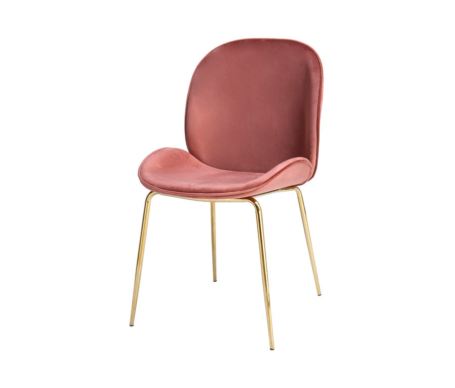 Ein altrosa Kayoom »Charlize« Stuhl mit goldenen Beinen.
