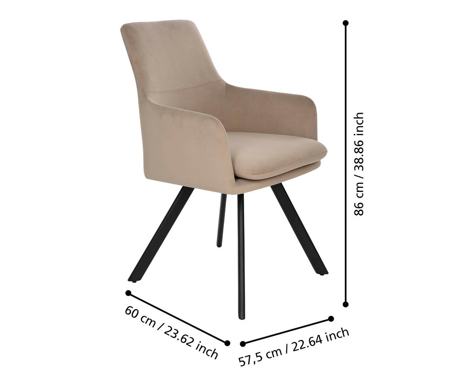 Brauner Eglo 2er-Set Stuhl »Apalit« mit schwarzen Beinen.