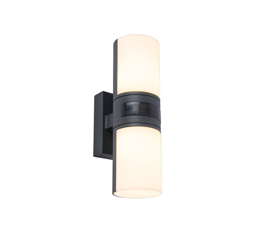 LED-Oudoor-Wandleuchte mit Bewegungsmelder.