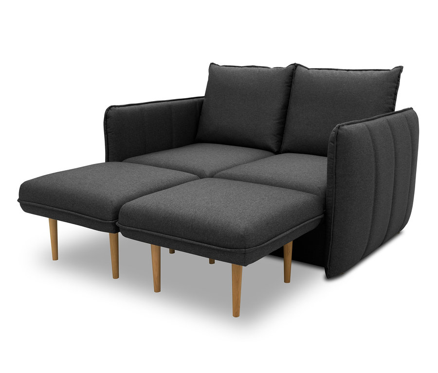 Graues DOMO collection 2-Sitzer-Sofa »Ronda« mit Hockern.