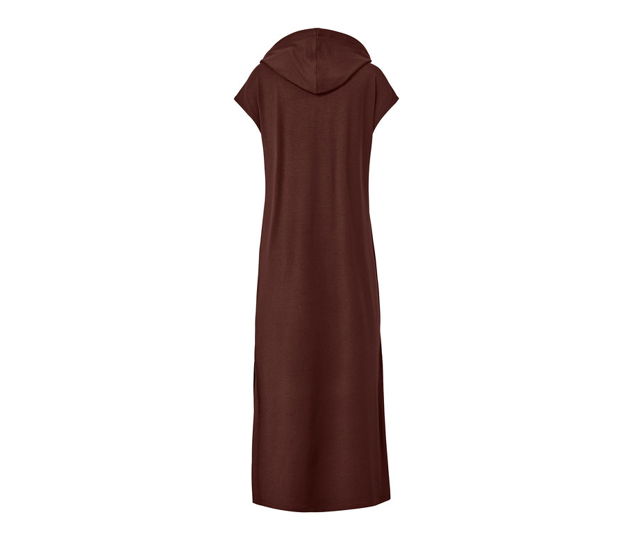 Braunes Loungekleid mit Kapuze von hinten.