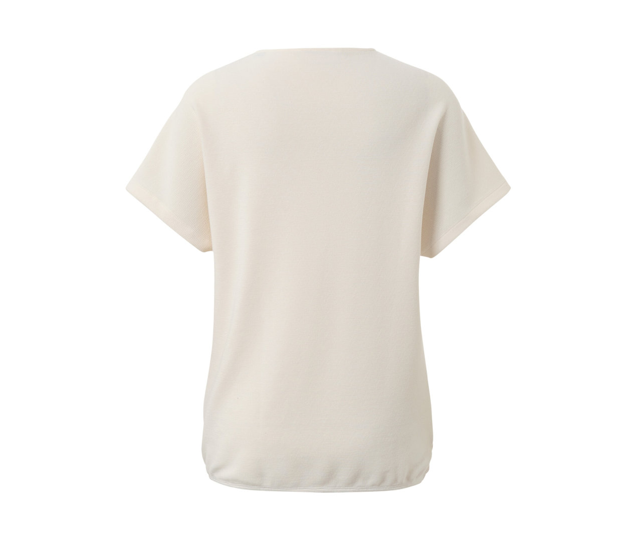 Cremeweißes Blusenshirt mit kurzen Ärmeln.