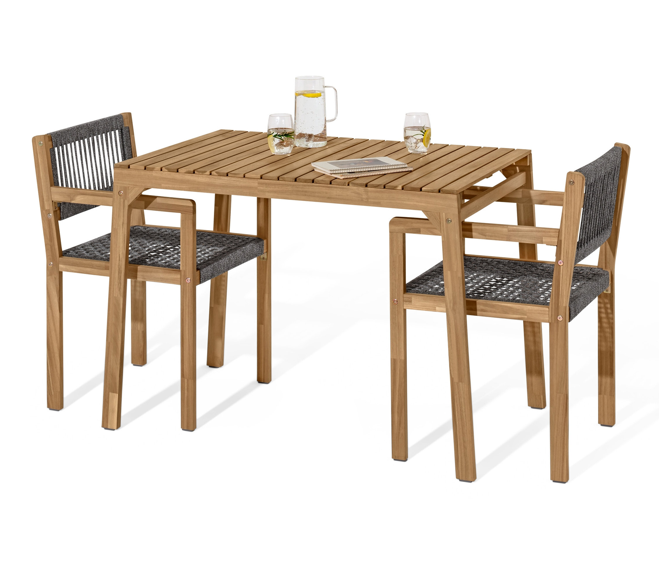 Tchibo - Balkon-Set mit Textilgeflecht - 110x65,6x75cm - grau - - Holz / Textilgeflecht