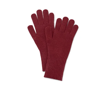 Burgunder Strickhandschuhe mit Wolle.