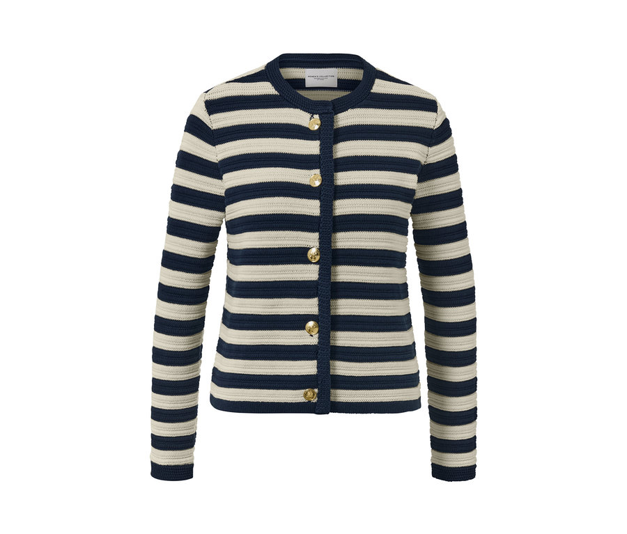 Gestreifter Cardigan aus Strukturstrick mit Knöpfen.