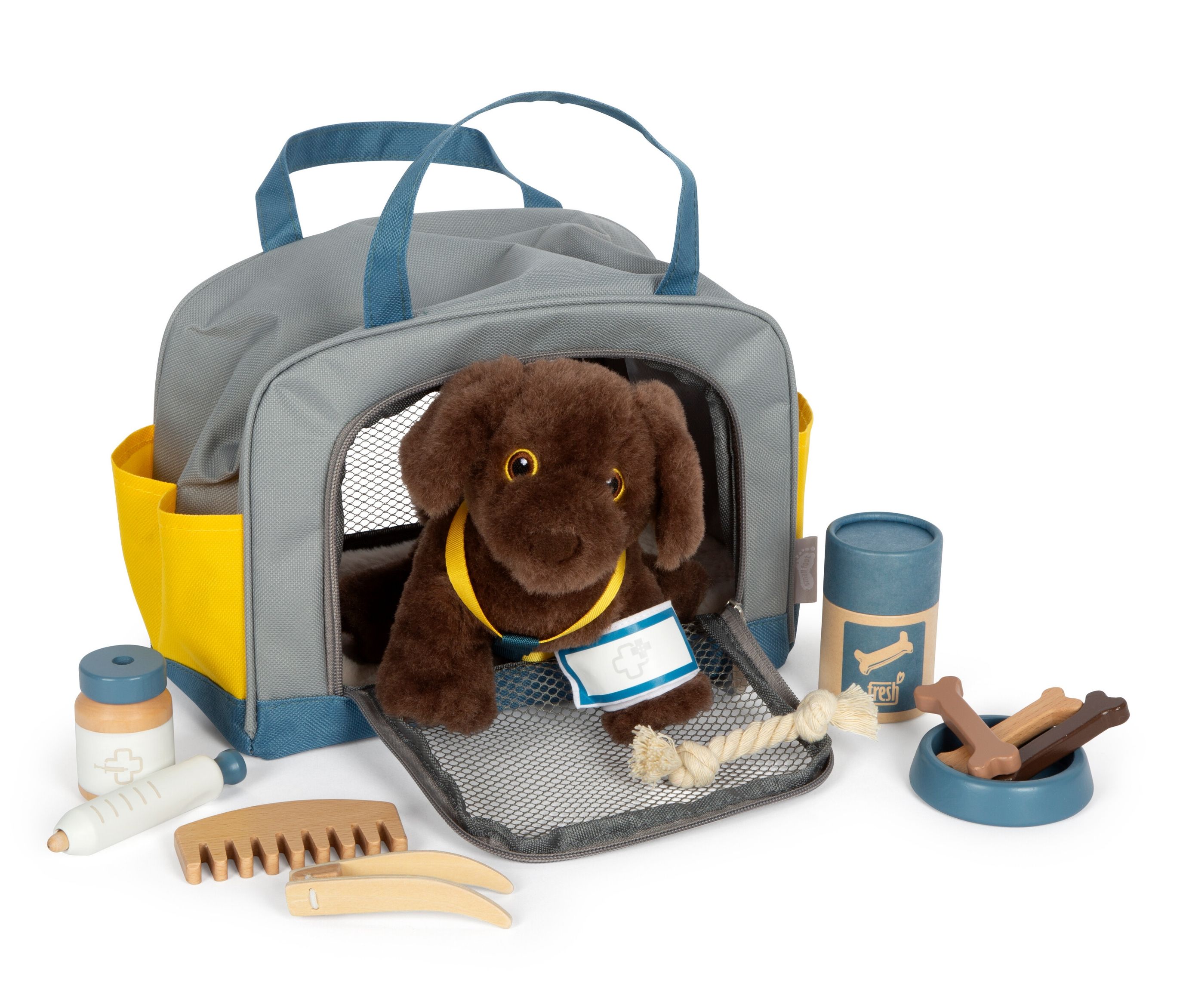 Thumbnail - small foot Hund mit Tasche und Pflege-Set - mehrfarbig