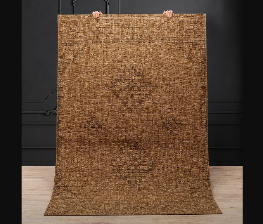 Hände halten Teppich »Roy« mit Antikmuster.