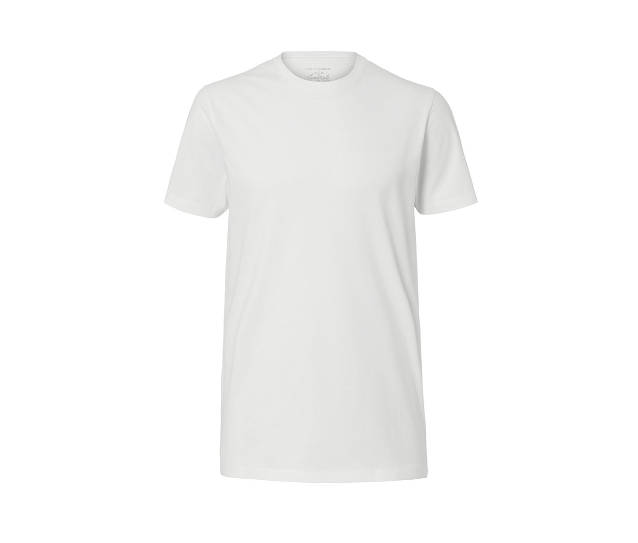 Weisses T-Shirt mit Rundhalsausschnitt.