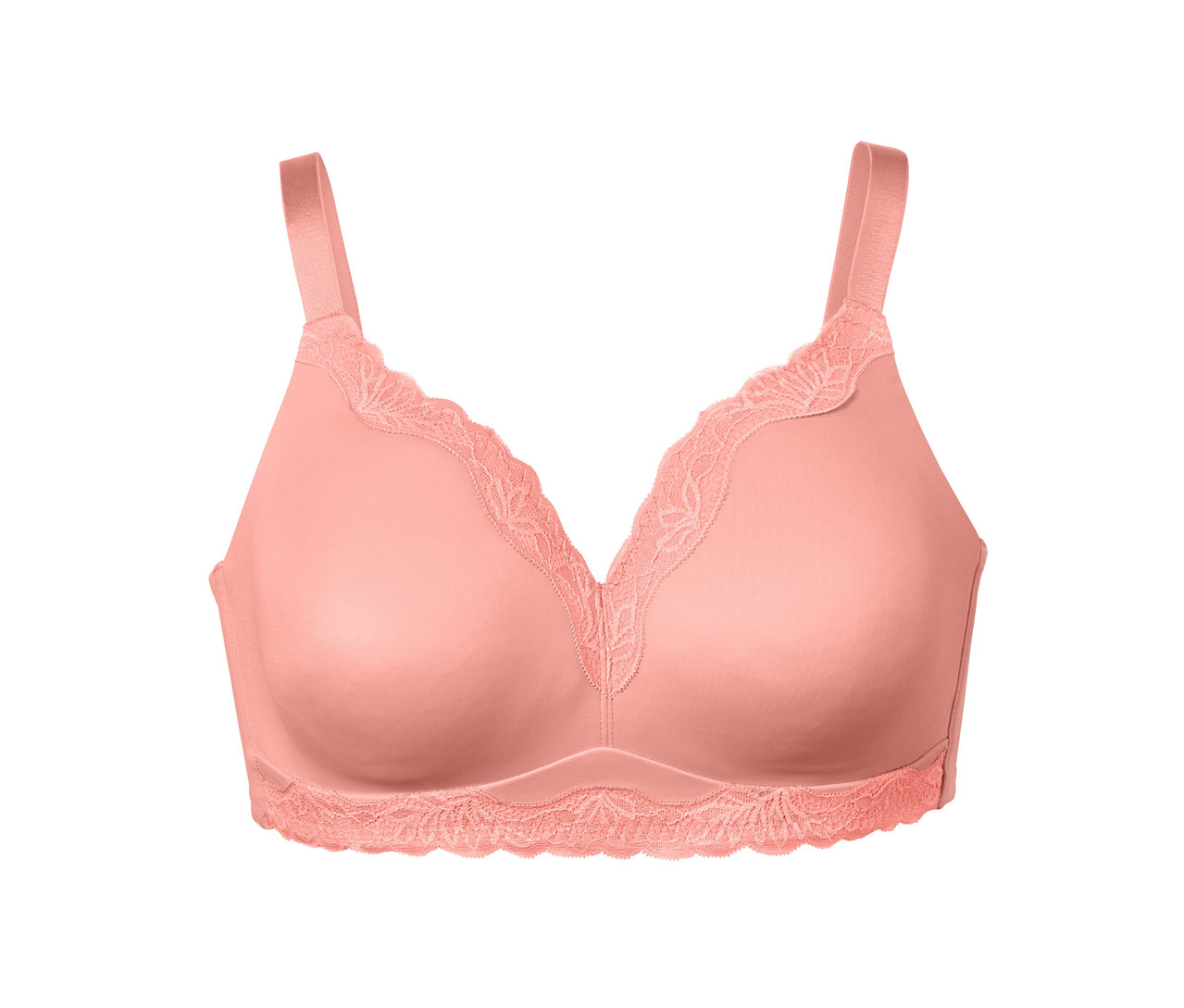 Aprikotfarbener Soft-BH mit Spitze.