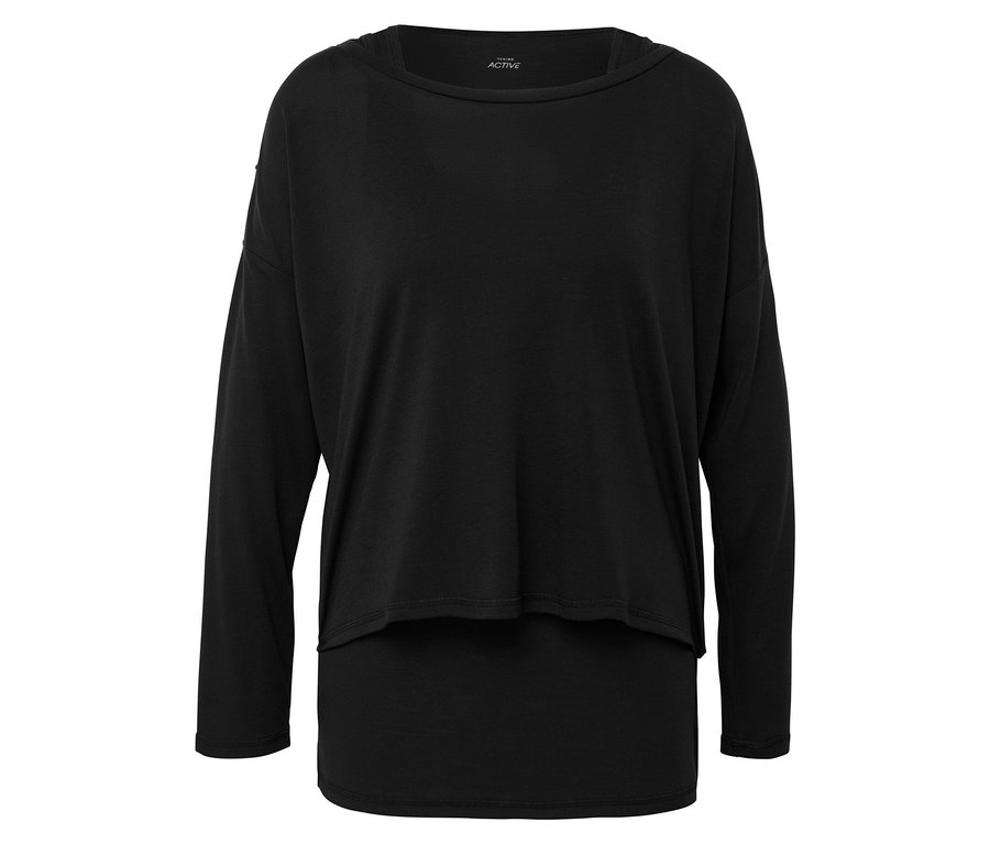 Schwarzes 2-in-1-Sportshirt.