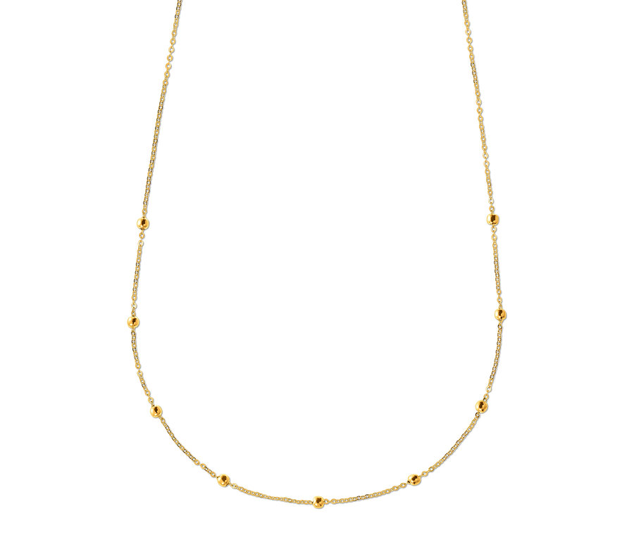 Nahaufnahme einer goldenen 585 Gold Kette Kugeln und einer goldenen 375 Gold Kette Kugeln.