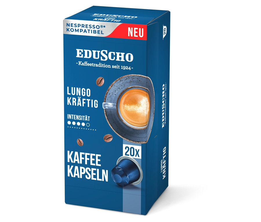 Packung Eduscho Lungo Kräftig - 100 Kapseln Kaffeekapseln.