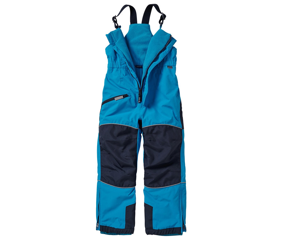 Die azurblaue JAKO-O Schneelatzhose ist offen und frontal dargestellt.