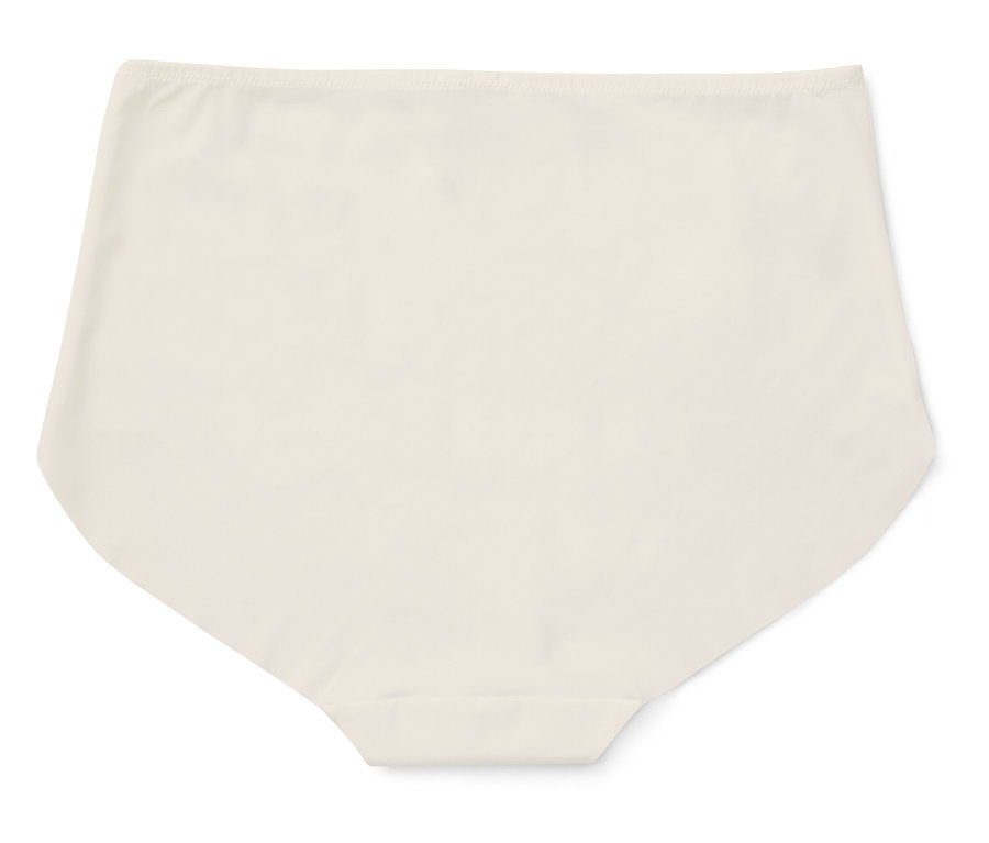 Eine hautfarbene High-Waist-Unterhose auf weißem Hintergrund.