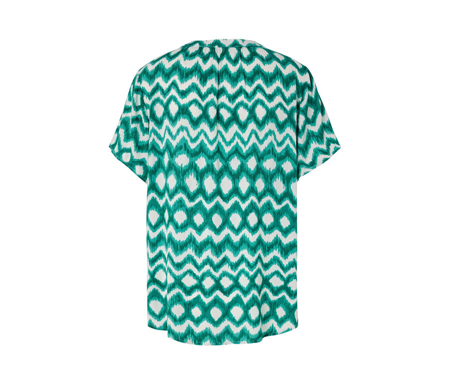 Detailansicht einer bedruckten Tunika-Bluse.