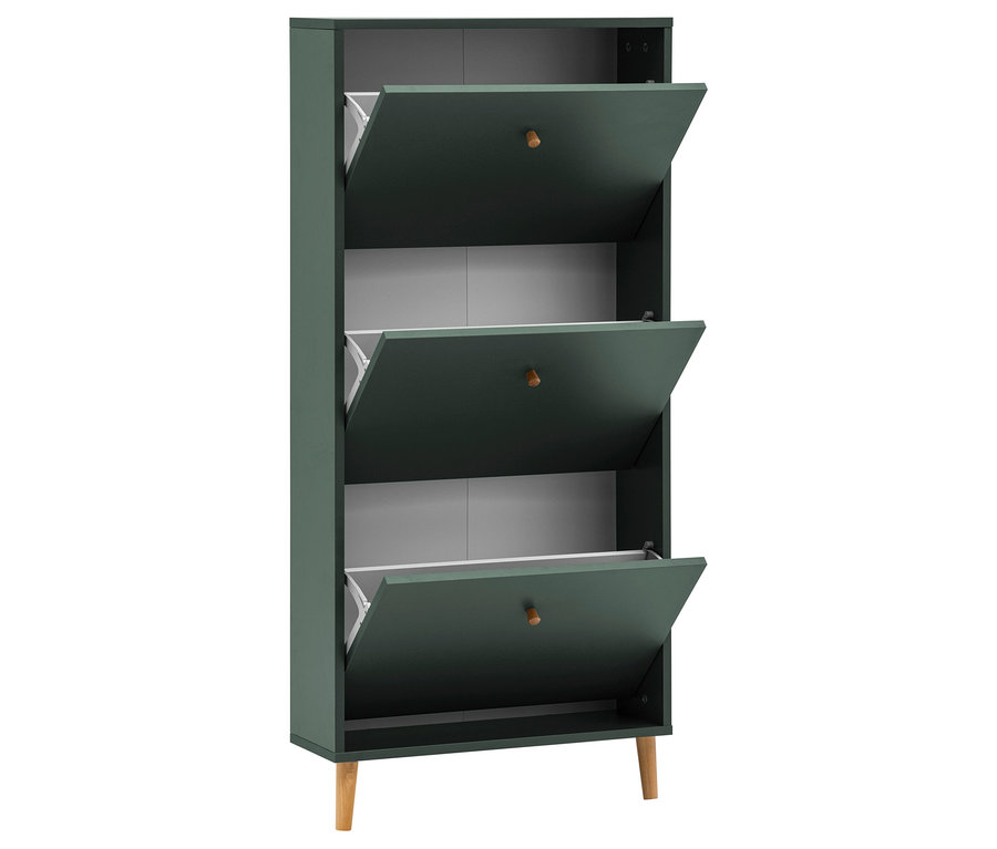 Waldgrüner Schuhschrank »Bjarne« mit drei Klappen.
