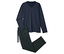 Marineblauer Schlafanzug mit langen Ärmeln und karierte Hose.