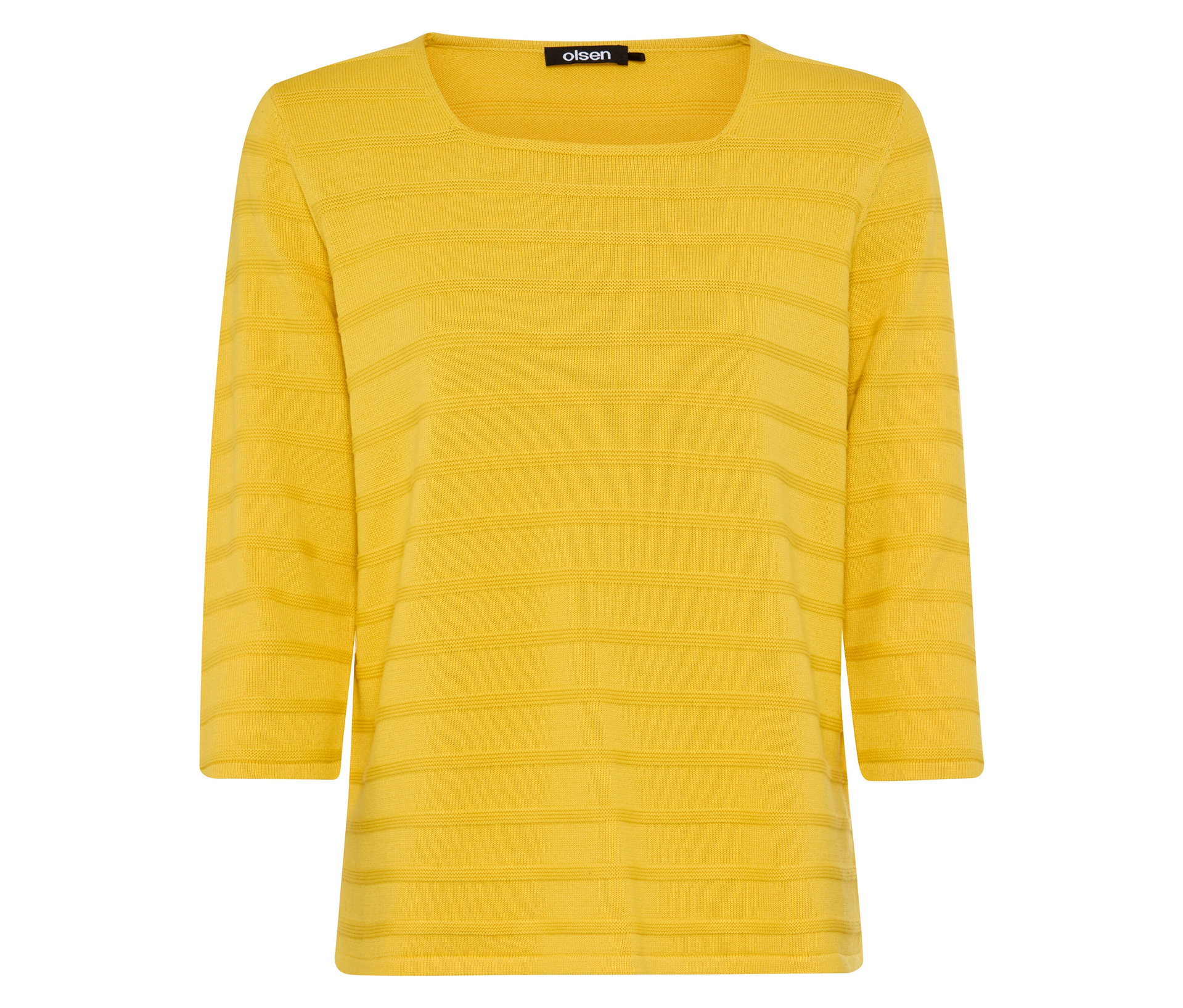 Strukturierter Olsen Pullover mit 3/4-Ärmeln - Damen - Gr. 40 - gelb - gelb