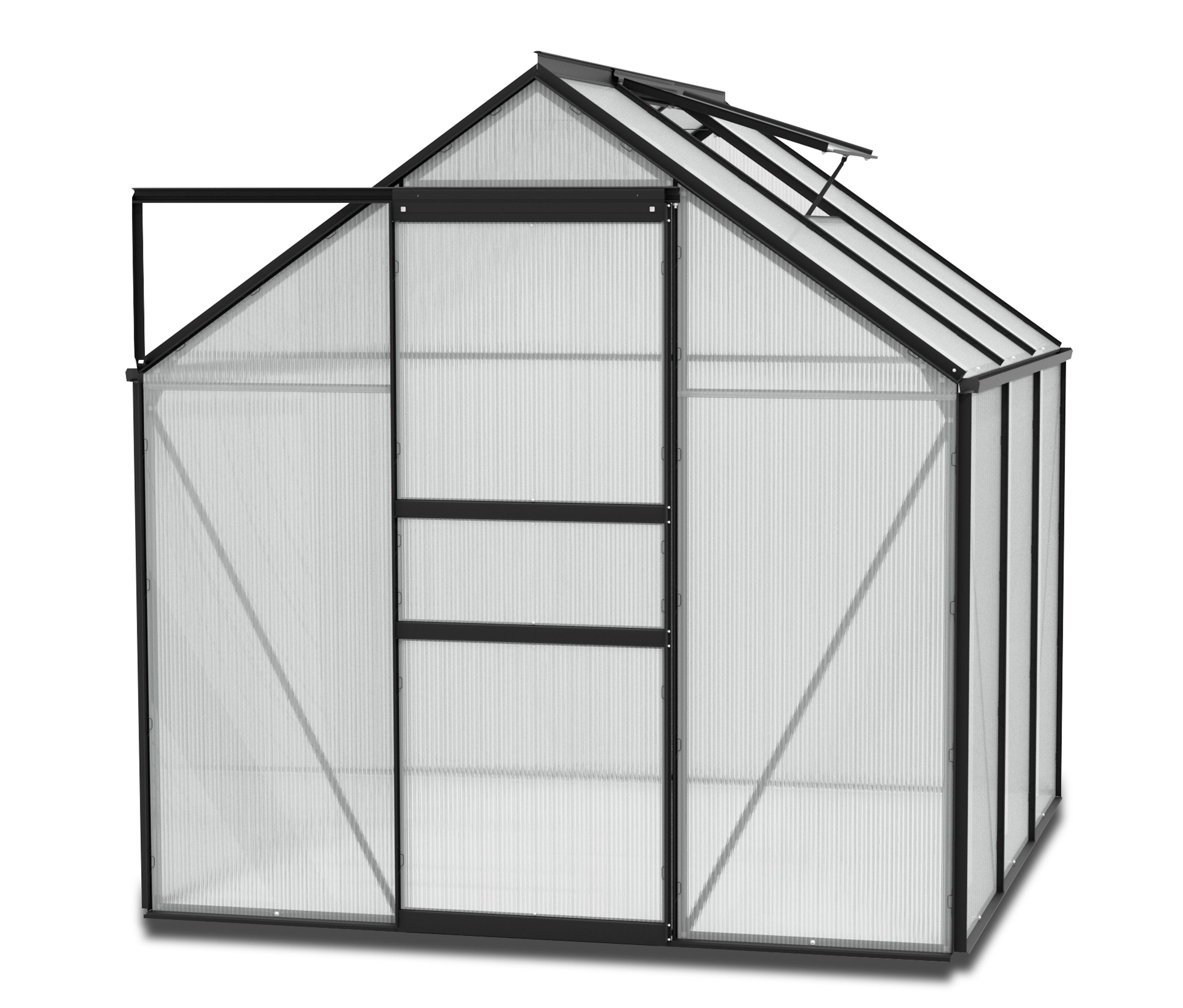 Thumbnail - Vitavia Einsteiger-Gewächshaus inkl. Fundamentrahmen - 195x195x197cm - schwarz - Aluminium / Stahl / Kunststoff