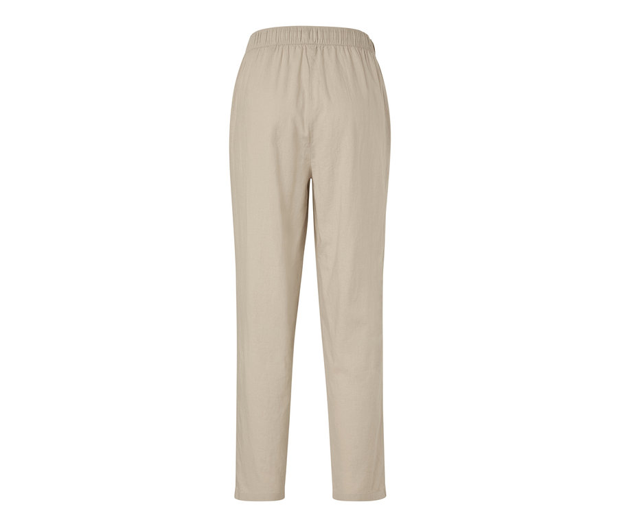 Sandfarbene Leinenhose mit Gummibund.