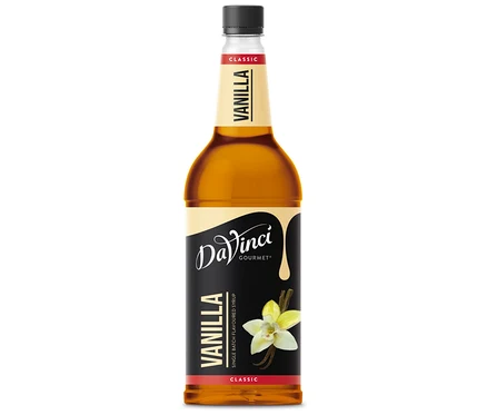 Eine Flasche DaVinci Vanille Sirup.