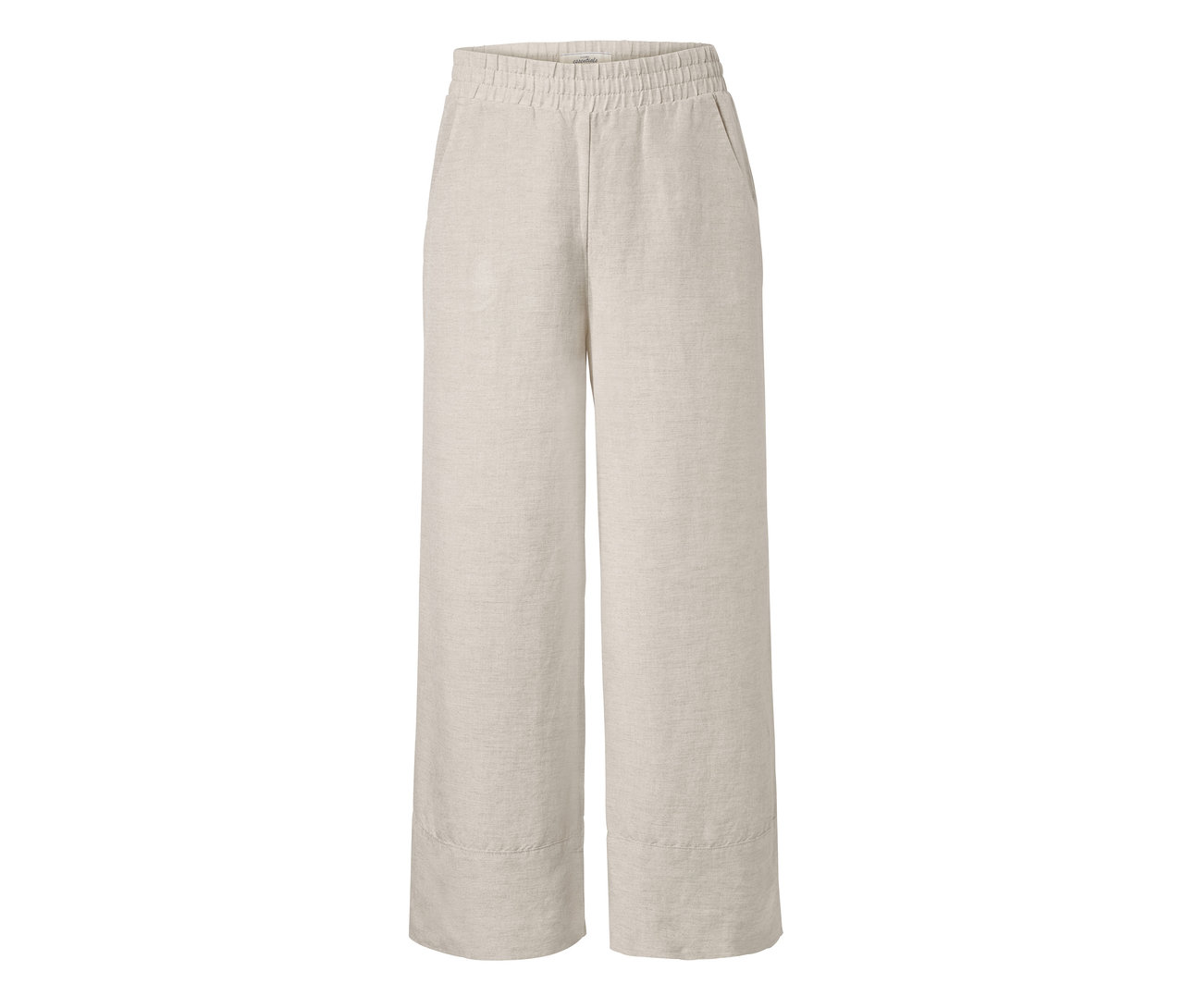 Beige Leinen-Palazzohose.