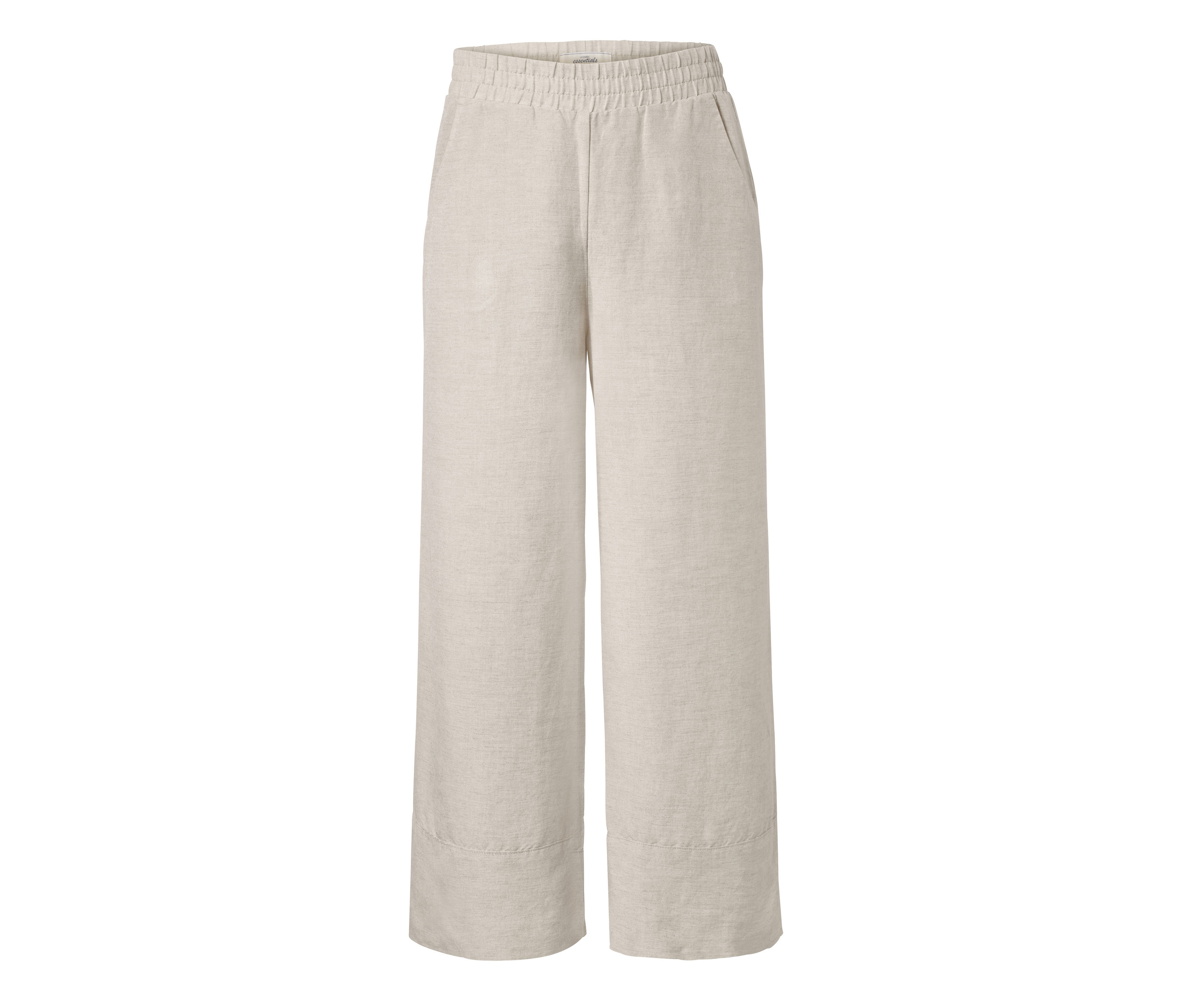 Beige Leinen-Palazzohose.