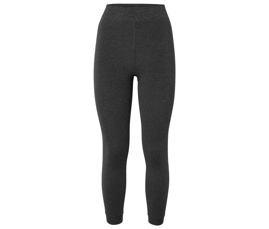 Dunkelgraue Leggings auf weißem Hintergrund.